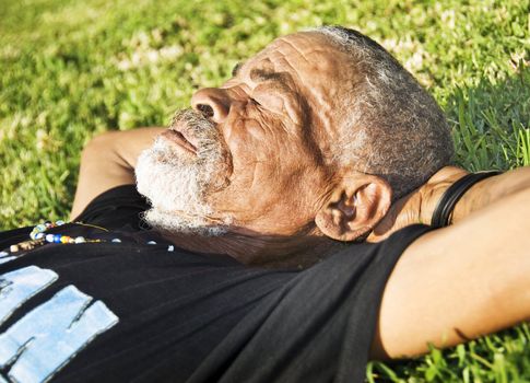 Old African black man with characterful face