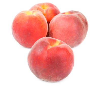 close-up peaches, isolated on white