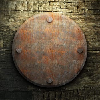 rusty metal and wood plate made in 3D
