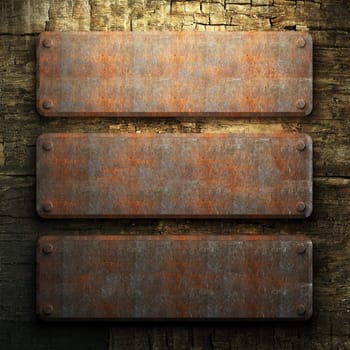 rusty metal and wood plate made in 3D