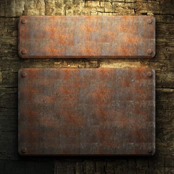 rusty metal and wood plate made in 3D