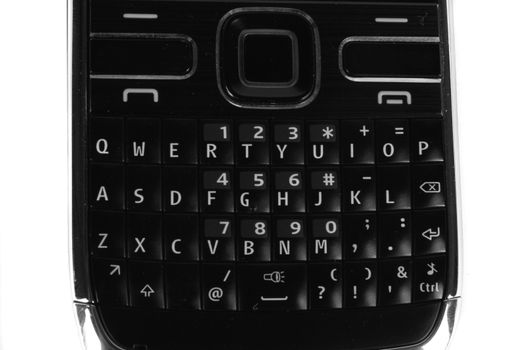 The QWERTY keyboard of a smartphone or a smart cellphone.