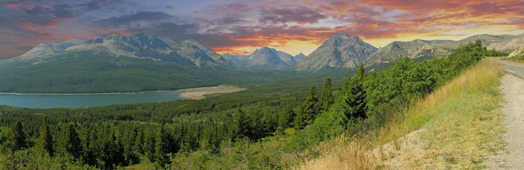 Panoramic view of Glacier National Park, Montana, U.S.A.