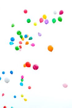 party balloons are a group in the sky as a background