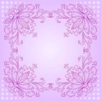 Abstract lilac background with graphic floral pattern