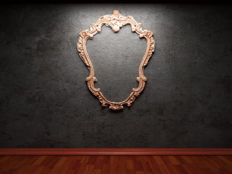 old concrete wall and frame made in 3D graphics