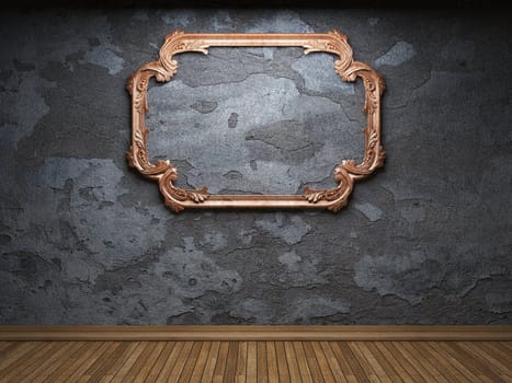 old concrete wall and frame made in 3D graphics