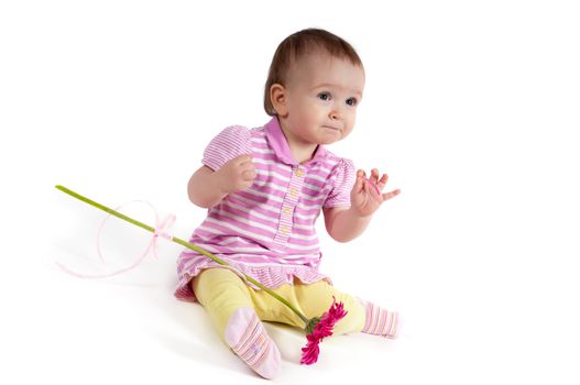 Shot of cute baby girl in pink