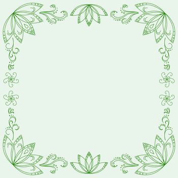 Abstract green background with graphic floral pattern