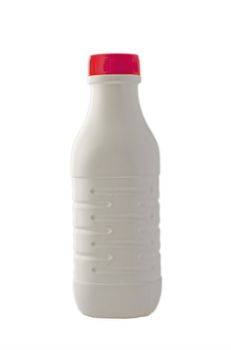 A white bottle with red cap isolated over white