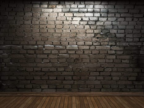 illuminated brick wall made in 3D graphics