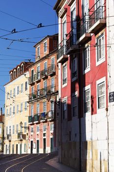 beautiful street in Lisbon in summer, Portugal