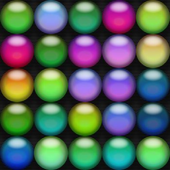 A bunch of colorful 3d spheres over a back background.  They could pass for jelly beans, buttons, or even L.E.D. bulbs.  This texture also tiles seamlessly as a pattern.