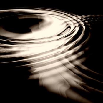 two abstract liquid ripples joining together - sepia tone
