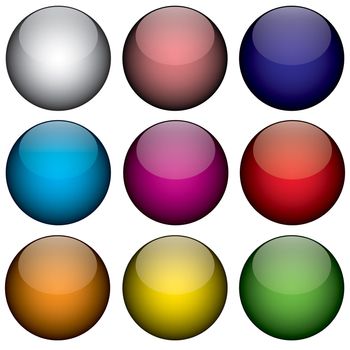 An arrangement of colorful orbs / circles that look just like buttons, planets, or even jelly beans.