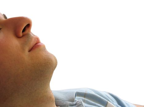 Shot of a man that looks to be sleeping - includes clipping path.