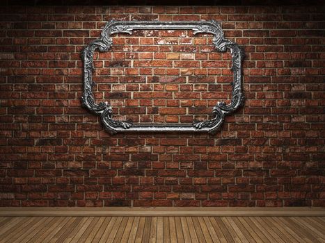 illuminated brick wall and frame made in 3D