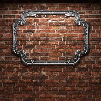 illuminated brick wall and frame made in 3D