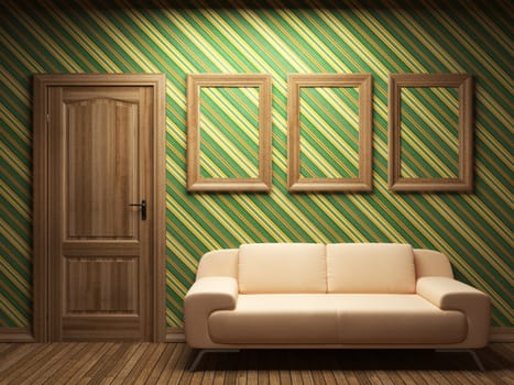 illuminated fabric wallpaper and door made in 3D