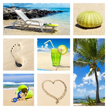 Collage of different summer beach holiday scenes