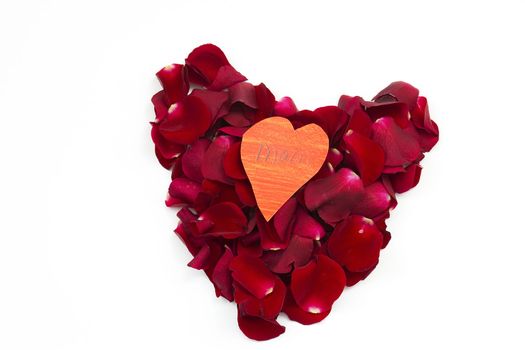 rose petal red heart and heart
