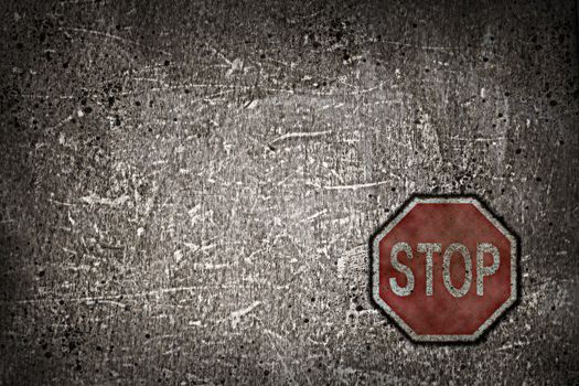 stop sign on grunge background - illustration
