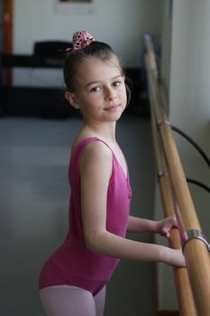 Young girl practicing ballet