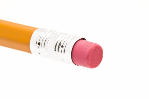 a close up shot of a pencil eraser isolated on a white background