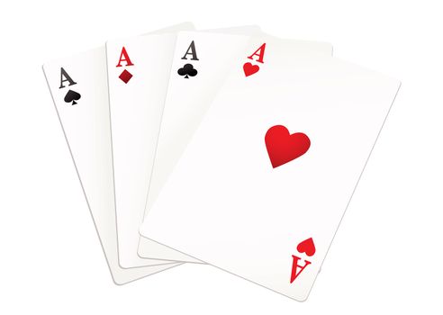 four playing cards from each suit all aces