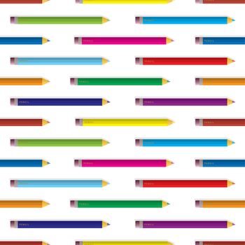 Collection of brightly coloured pencil arranged in a seamless background pattern