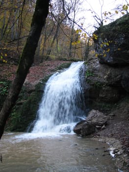 Falls; mountains; caucasus; the river; a stream; splashes; a moisture; a stream; water; rocks; a relief; the nature