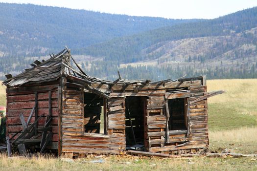 Broken down wooden building in rural area