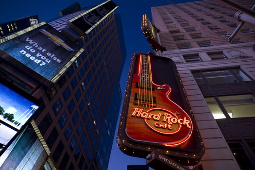 New York, NY - January 22, 2011: Times Square's Hard Rock Cafe's building