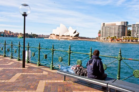 view of the bay and the opera house in Sydney, australia