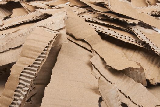 front view of corrugated cardboard torn pile
