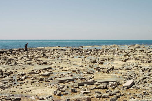 Rocks on the shore of the Caspian Sea.