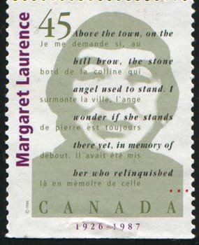 CANADA - CIRCA 1996: stamp printed by Canada, shows Margaret Laurence, circa 1996