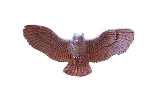 Ceramic brown Owl in flight open wings