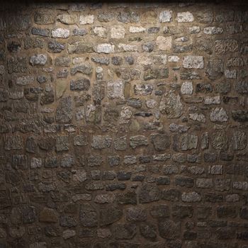 illuminated stone wall made in 3D graphics