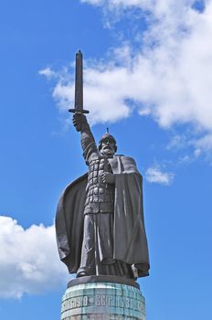 Ilya of Murom sculpture, hero of Russian epic in ancient town Murom, Russia