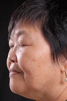 asian woman close her eye