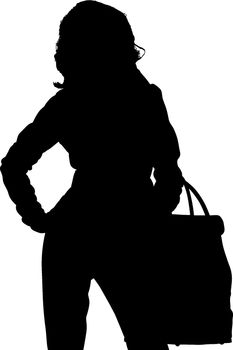 Shopping posing girl vectors silhouette
