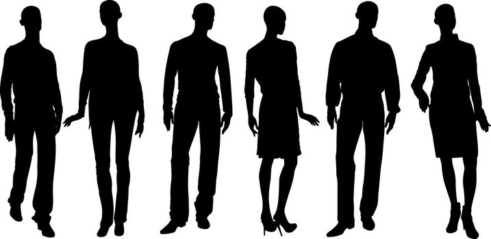 Abstract vector people silhouettes illustration