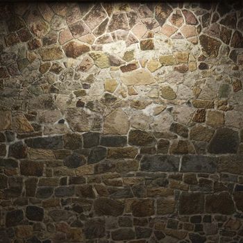 illuminated stone wall made in 3D graphics