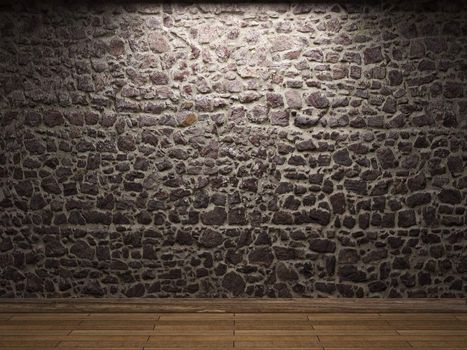 illuminated stone wall made in 3D graphics