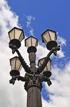 Retro street lantern in ancient russian town Murom