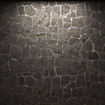 illuminated stone wall made in 3D graphics