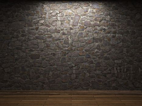 illuminated stone wall made in 3D graphics