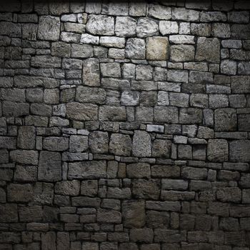 illuminated stone wall made in 3D graphics