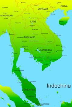 Vector map of Indochina countries 